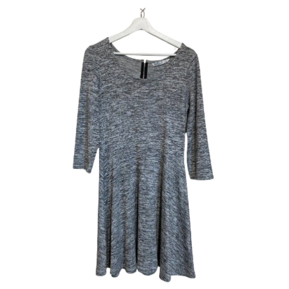 Bluenotes Women's Grey Mix Cozy Long Sleeve Casual Dress Size Large